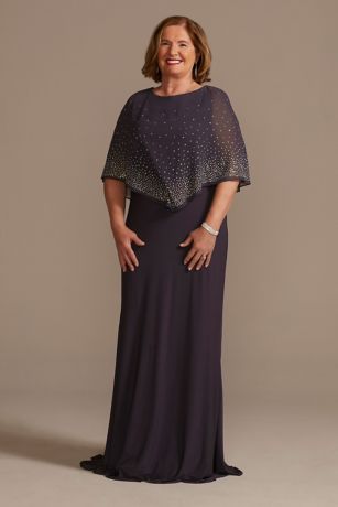 Cape Gown with Sparkle Embellishment ...